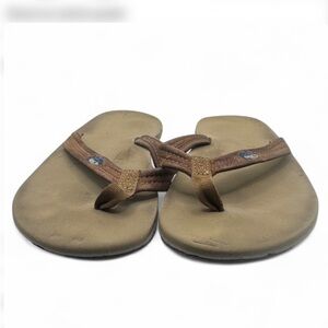 Southern Tide | Womens Tan Brown Flip Flop Padded Leather Sandals | 7
